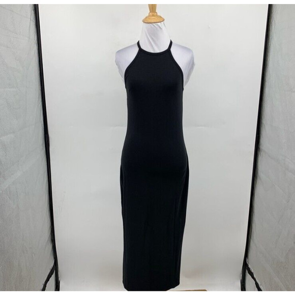Joie Dress Womens XS Extra Small Black Sleeveless Stretch Bodycon Halter Midi - Picture 2 of 10